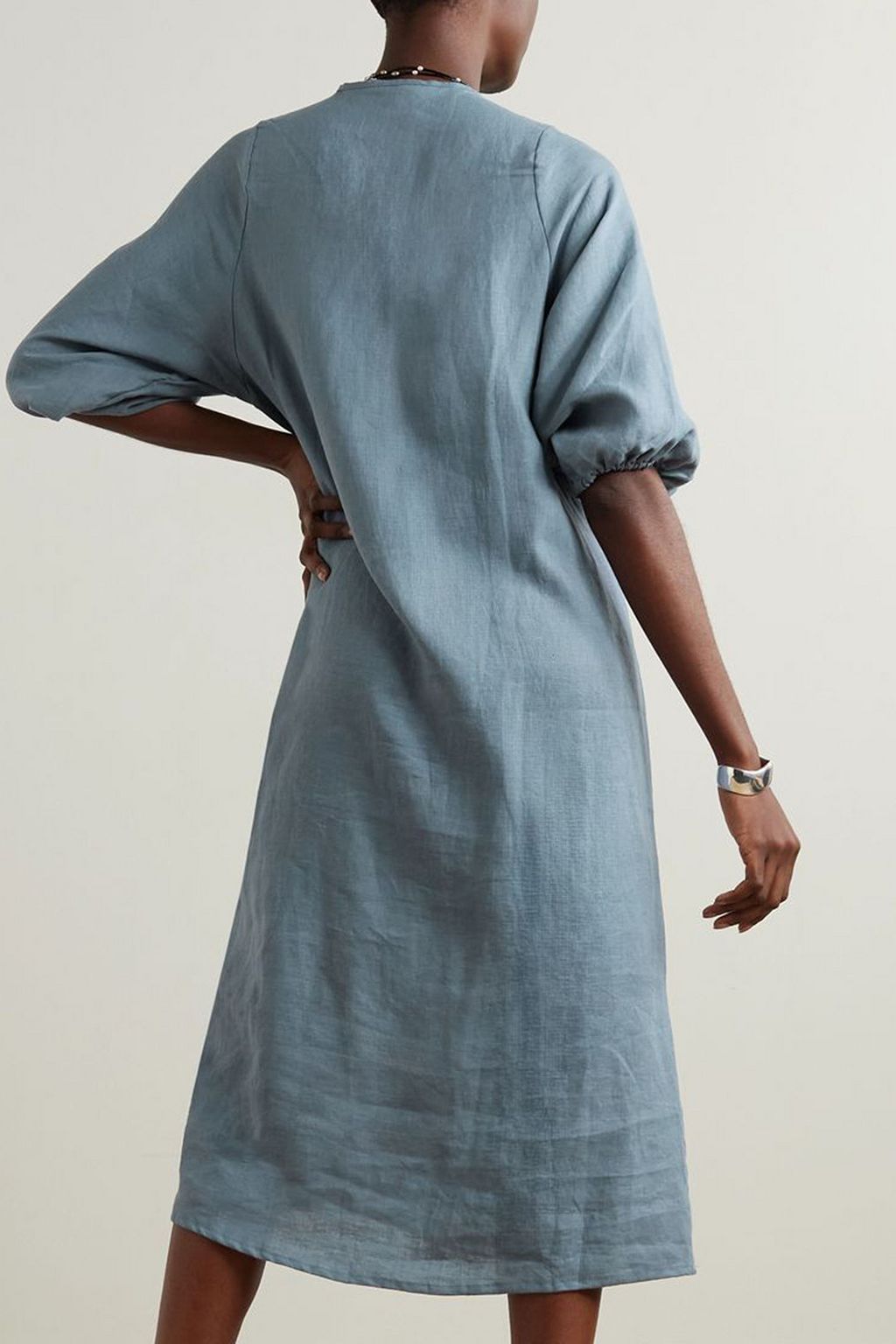 DEIJI STUDIOS Linen midi wrap dress
