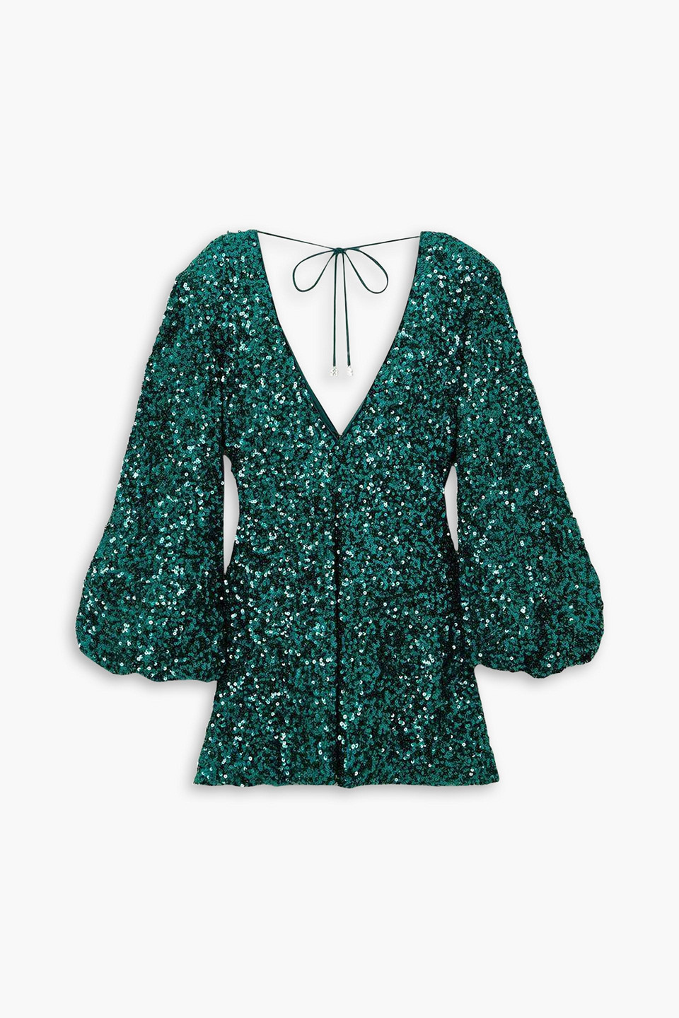 Rotate Birger Christensen Darsie Sequined Stretch Recycled-chiffon Mini Dress In Emerald