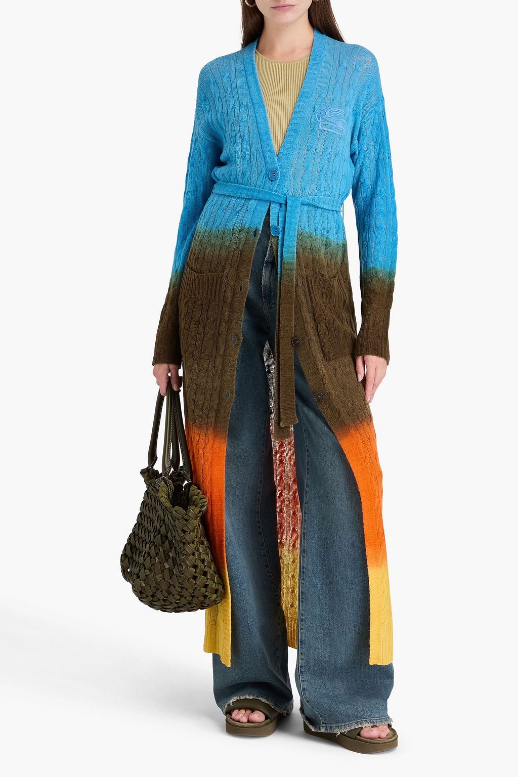 ETRO كارديغان من صوف بحبكة مجدولة متدرّج الألوان