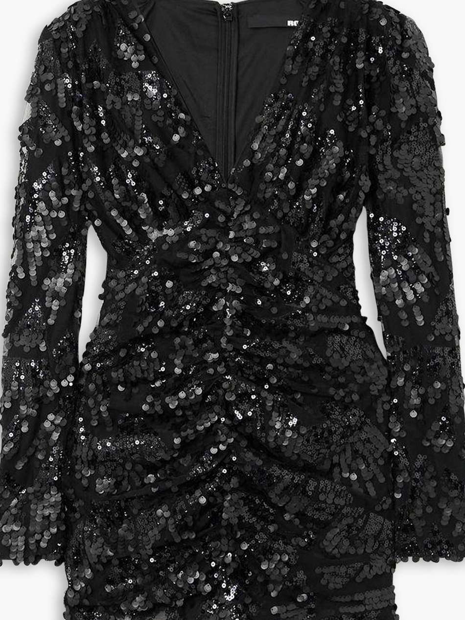 sue sequin-trimmed chiffon mini dress