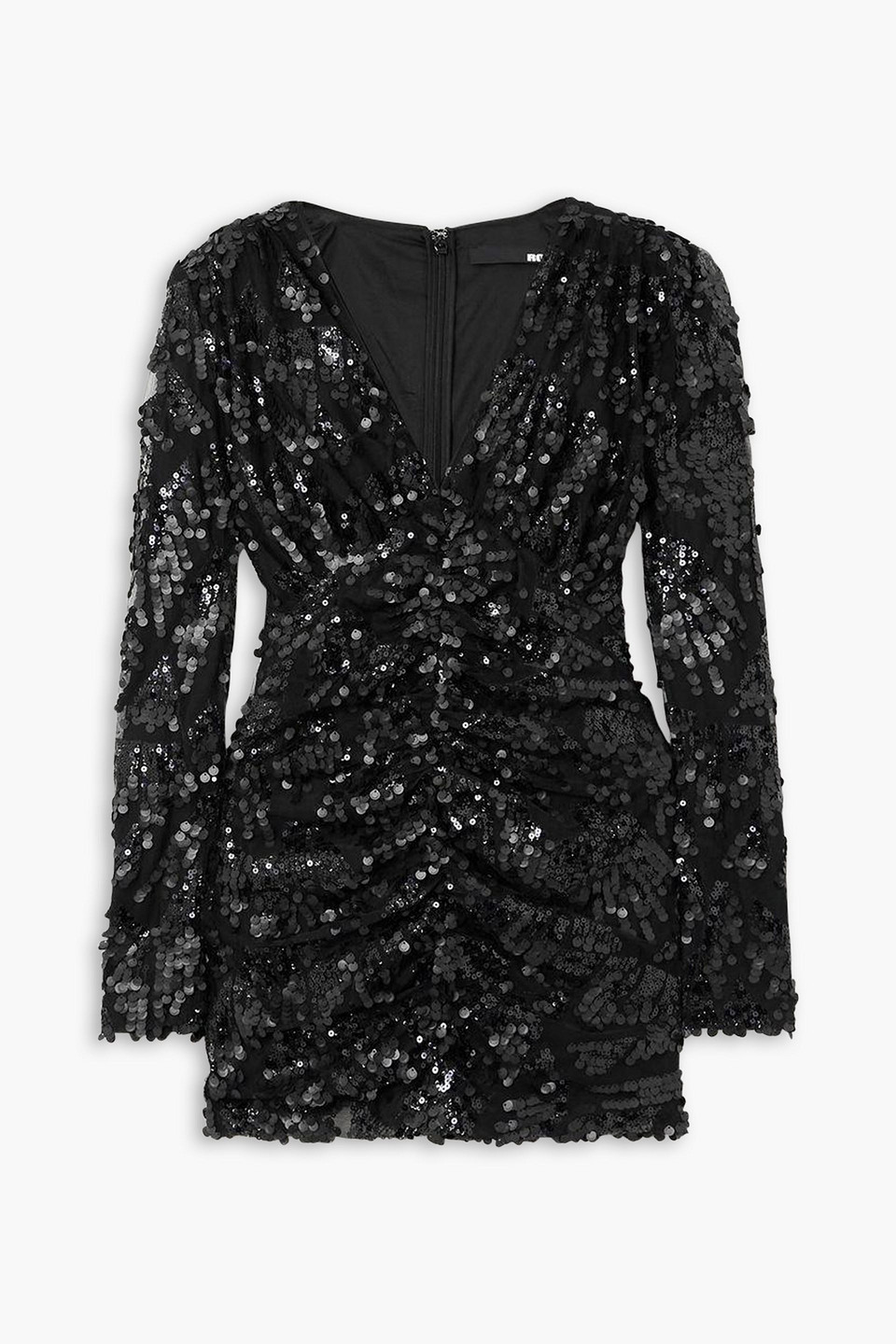 Rotate Birger Christensen Sue Sequin-trimmed Recycled-chiffon Mini Dress In Black