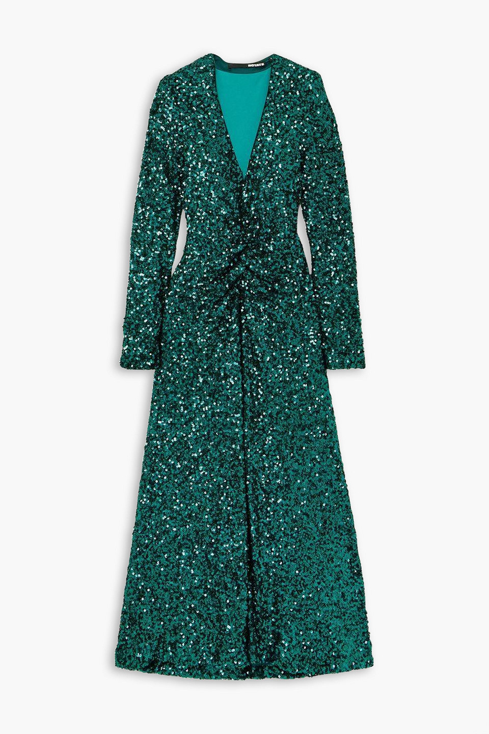 Rotate Birger Christensen Sierra Sequined Stretch-tulle Midi Dress In Emerald