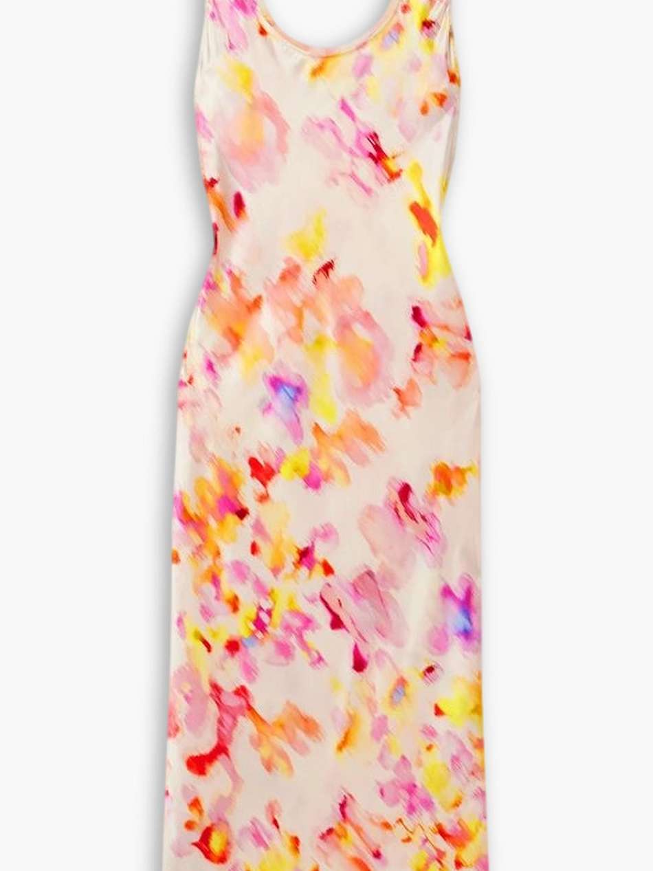 printed silk-satin midi dress