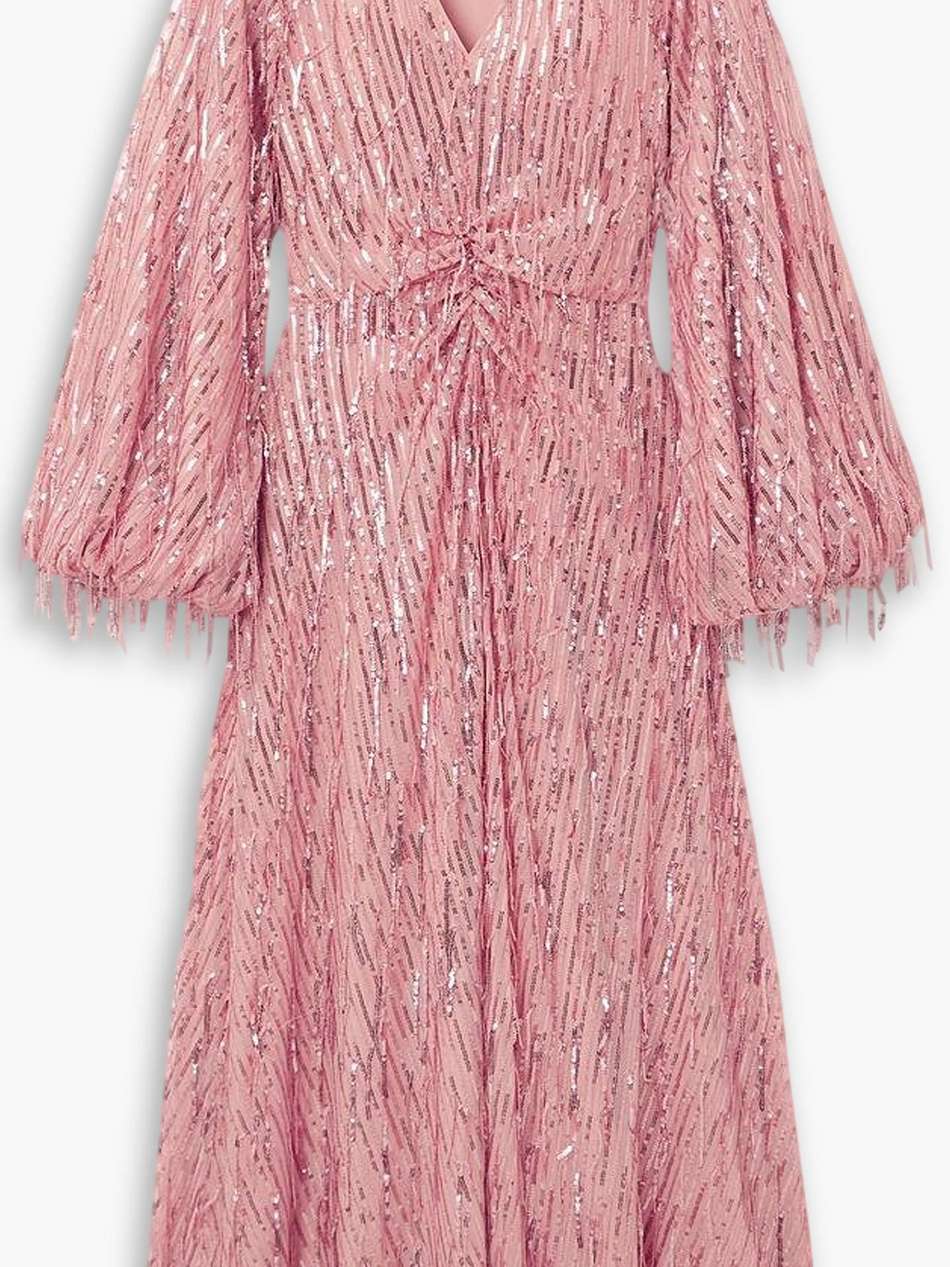 sirin sequined chiffon midi dress