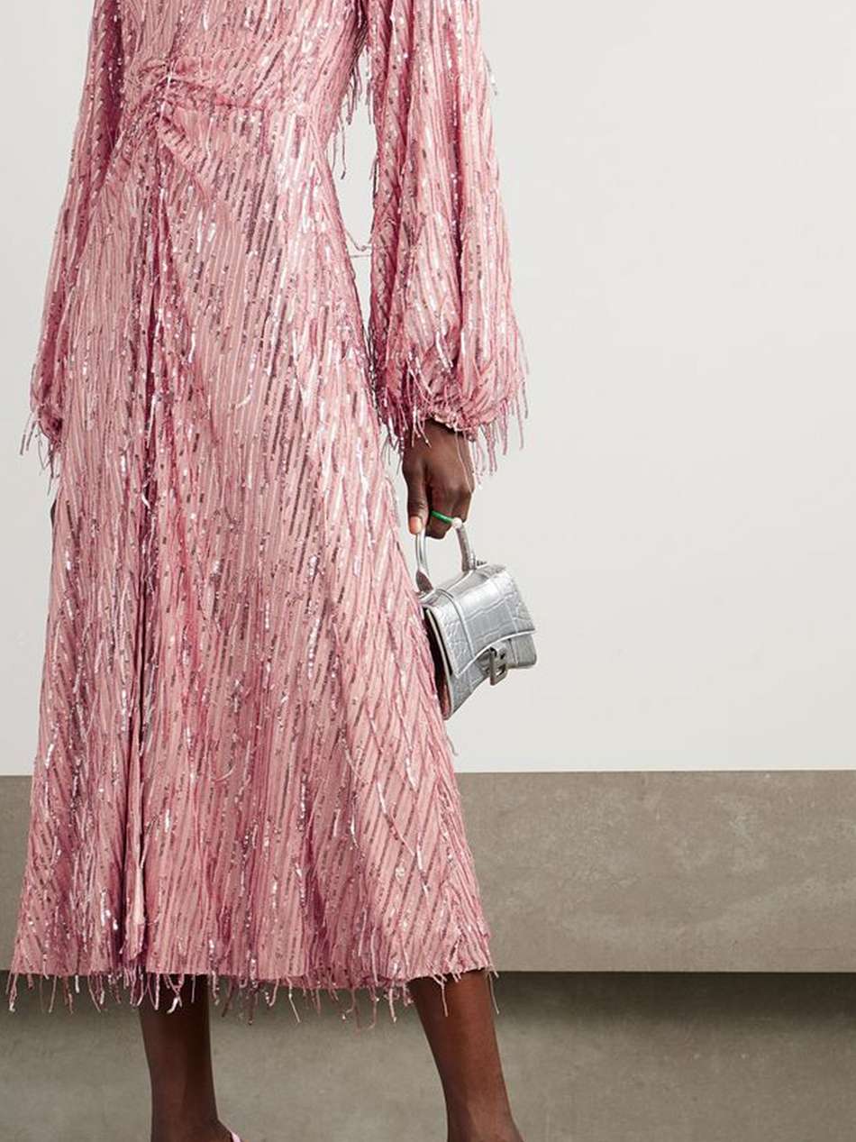 sirin sequined chiffon midi dress