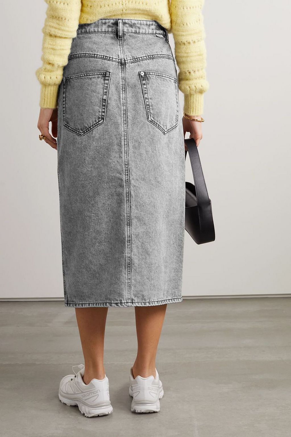 MARANT ÉTOILE Vandy bleached denim midi skirt