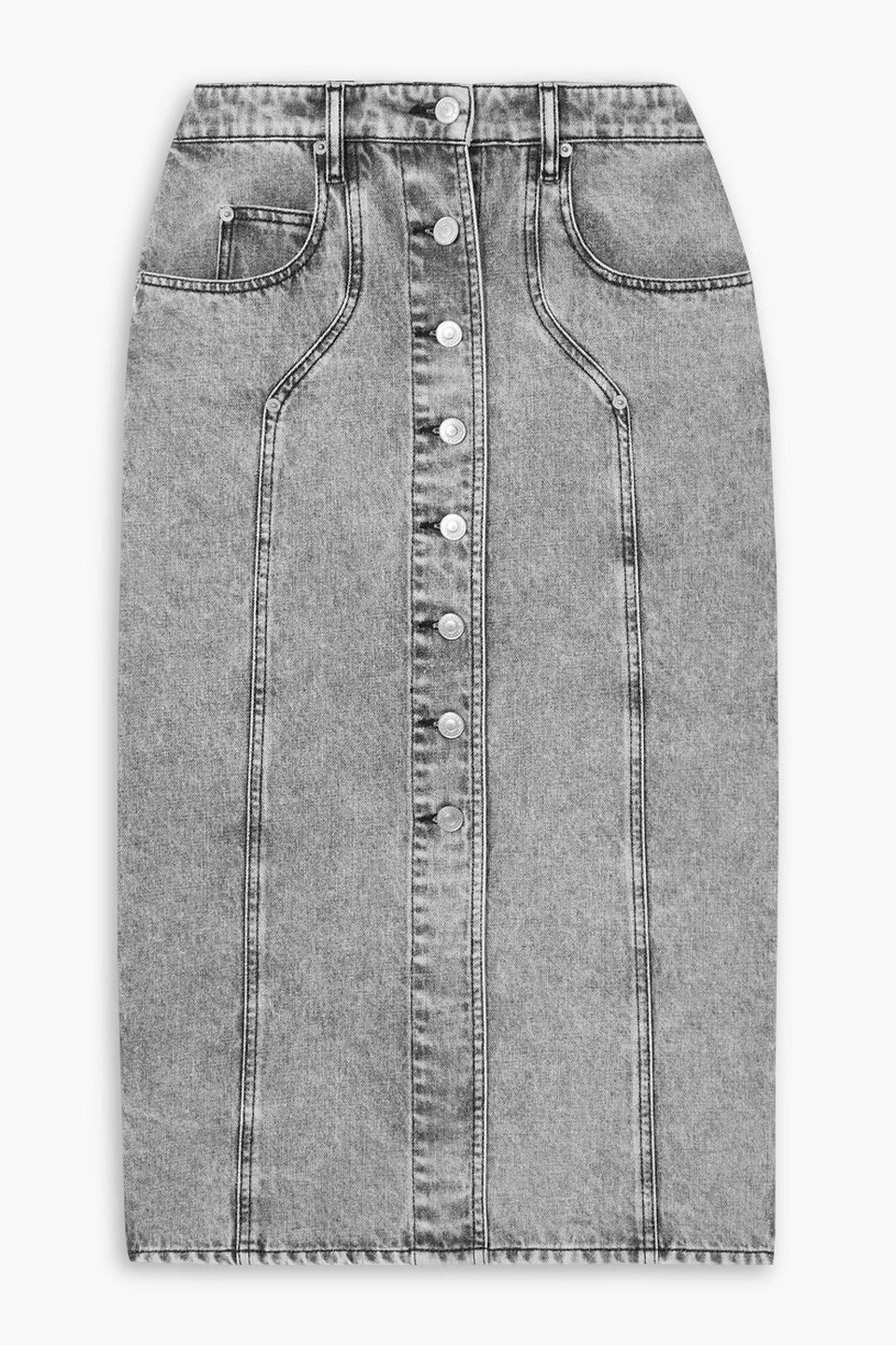 Isabel Marant Étoile Vandy Bleached Denim Midi Skirt In Gray