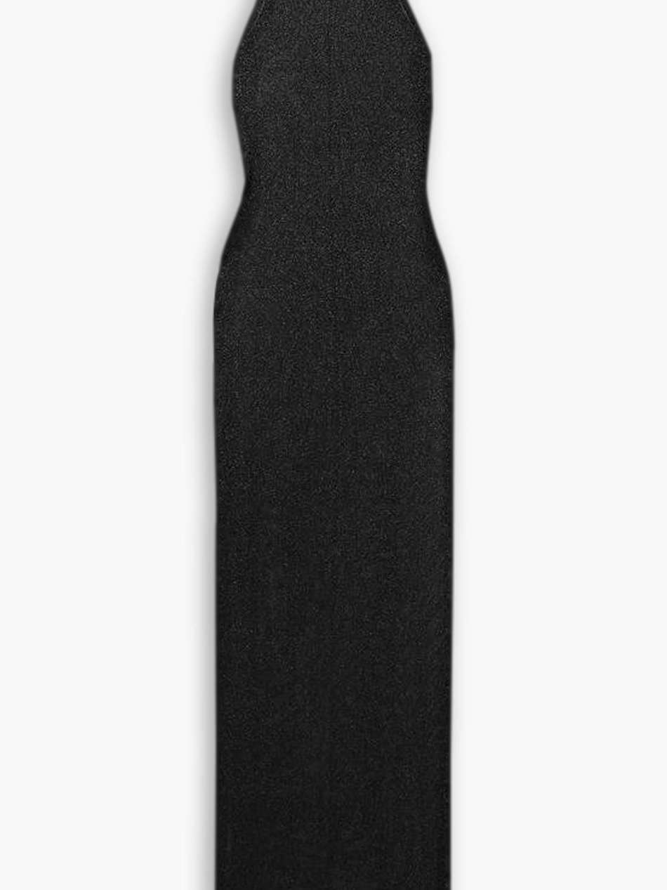 metallic knitted halterneck maxi dress