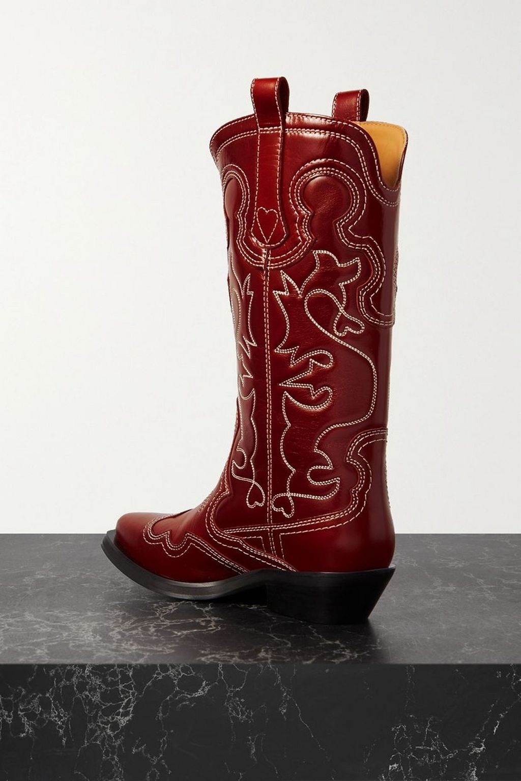 GANNI Embroidered leather cowboy boots