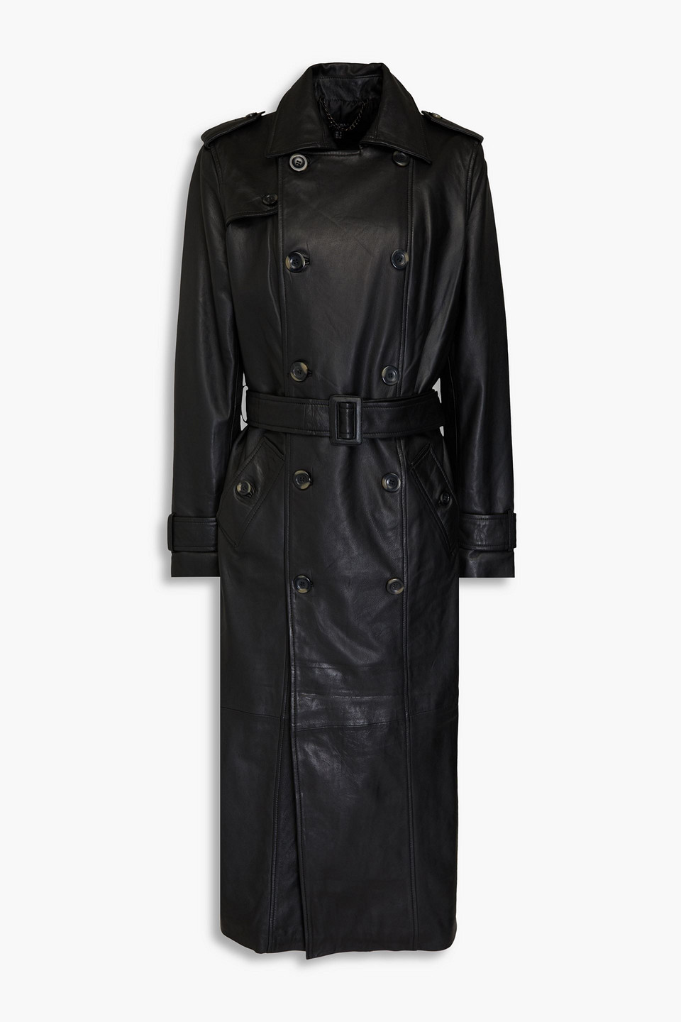 Muubaa Leather Trench Coat In Black