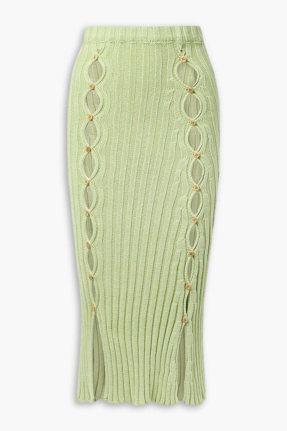 LouLou cutout ribbed cotton midi skirt