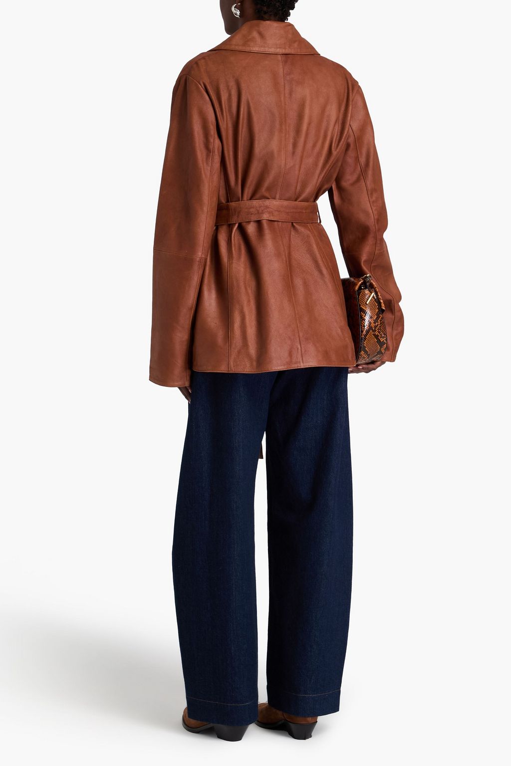MUUBAA Belted brushed-leather jacket