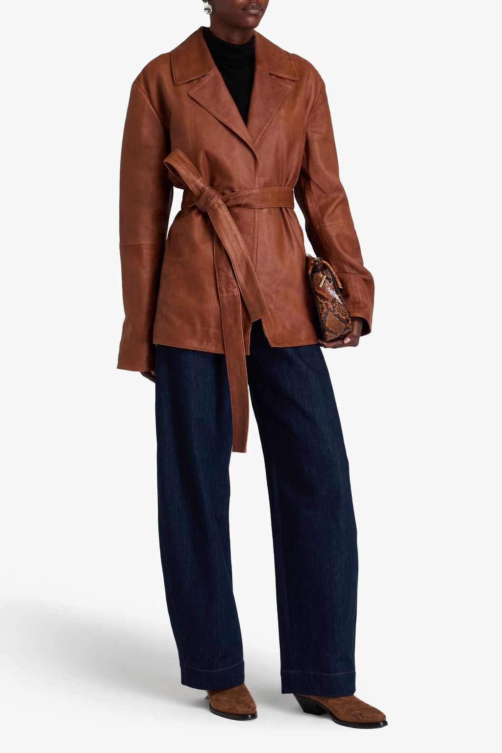 MUUBAA Belted brushed-leather jacket