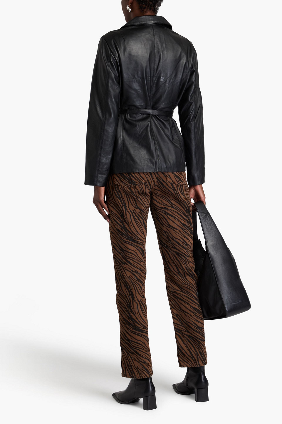  Muubaa - Belted Leather Blazer - Black - Uk 6 