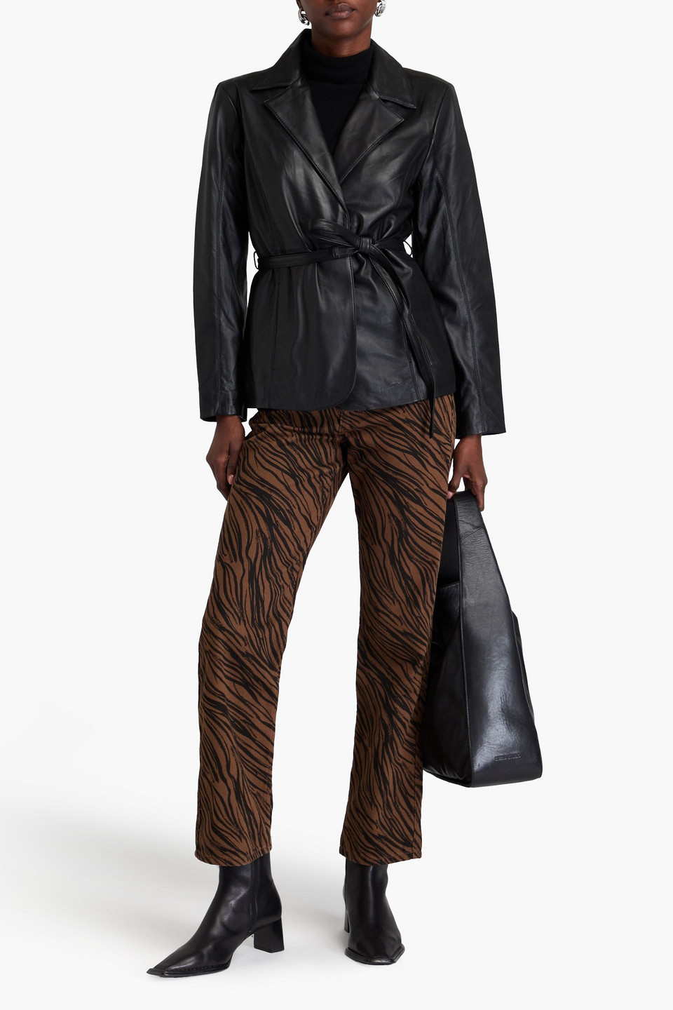  Muubaa - Belted Leather Blazer - Black - Uk 6 