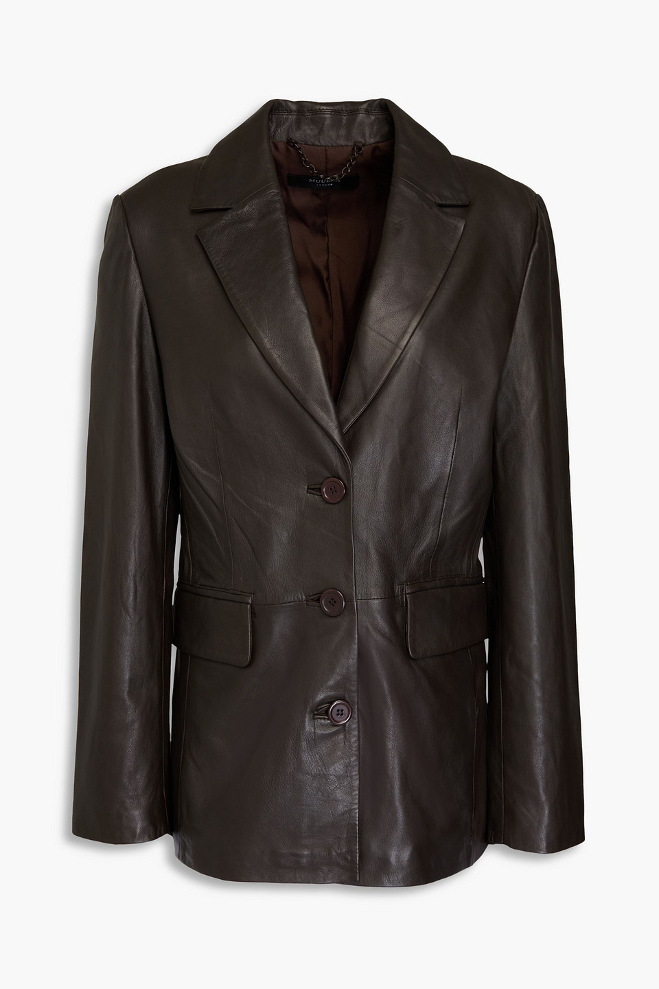 Muubaa Leather Blazer In Dark Brown