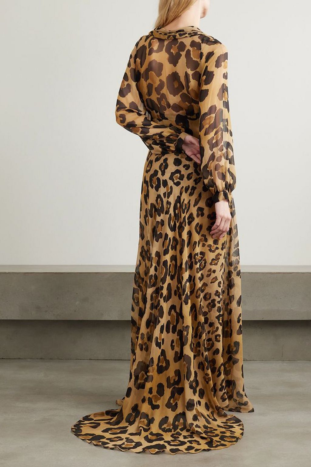 ROSAMOSARIO La Leopardesse leopard-print silk-georgette robe