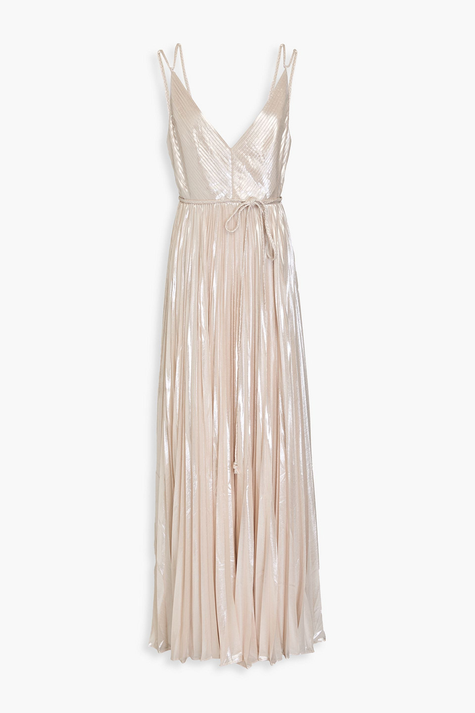 Ace pleated metallic chiffon gown