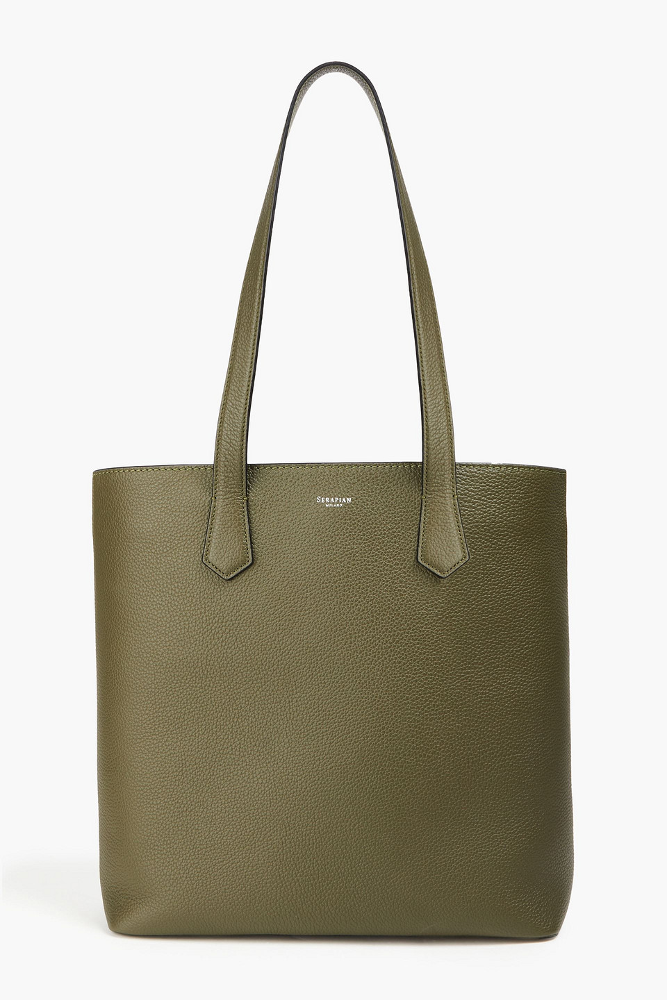 Serapian North South Pebbled-leather Tote In Green