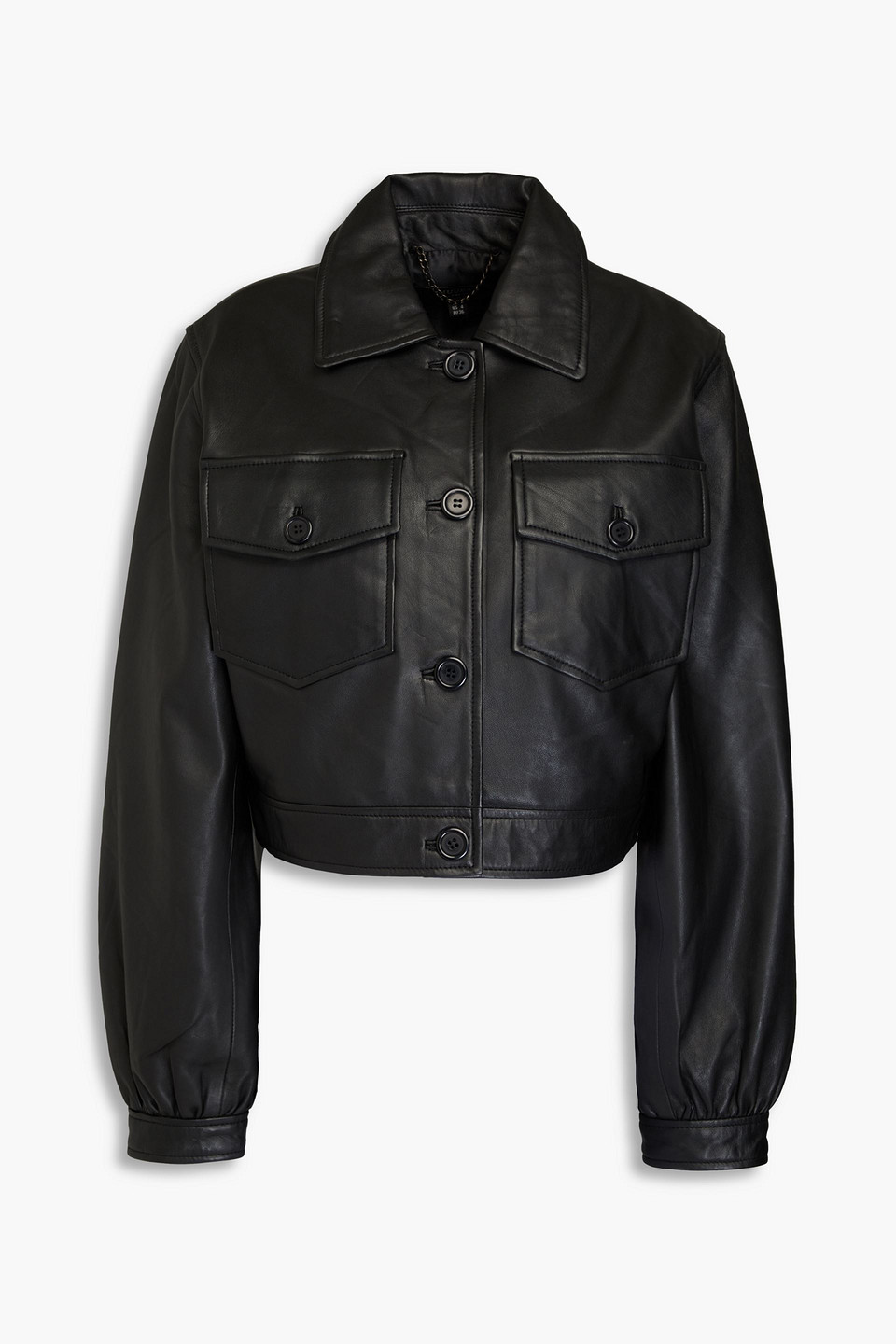 Muubaa Cropped Leather Jacket In Black