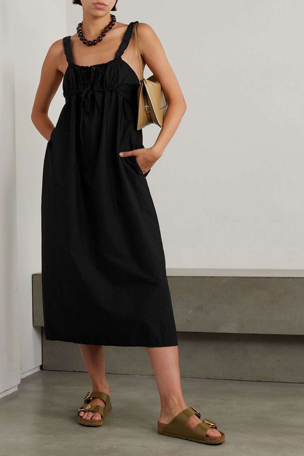 DEIJI STUDIOS Knotted cotton-poplin midi dress