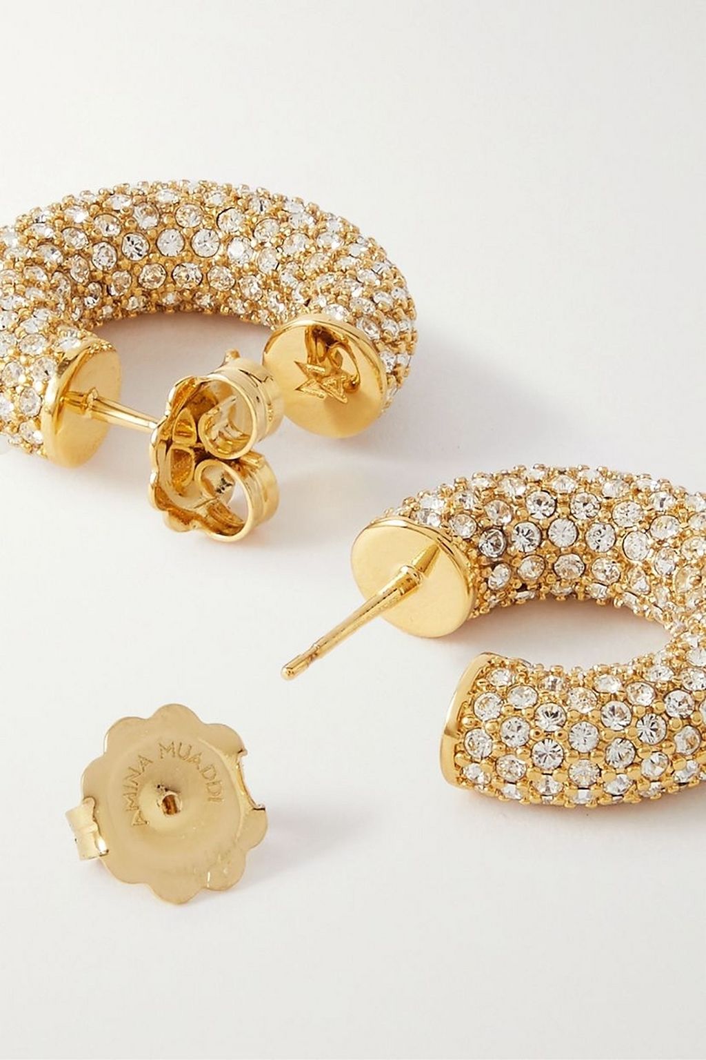 AMINA MUADDI Cameron mini gold-tone crystal hoop earrings