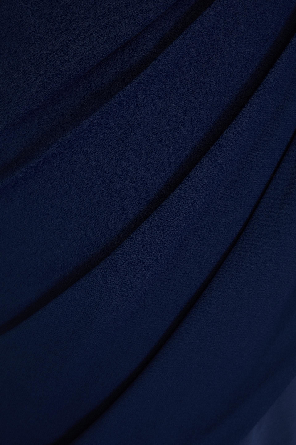 HALSTON CYRA DRAPED CREPE-SATIN PANELED CREPE GOWN