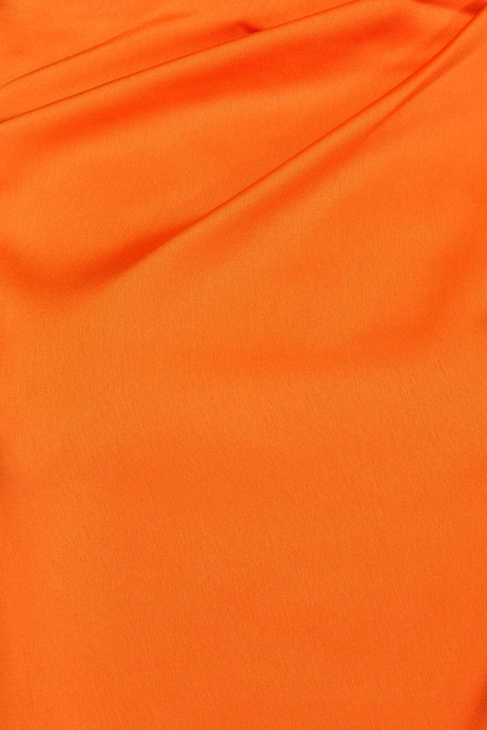 Shop Halston Keiana One-shoulder Draped Crepe-satin Gown In Orange