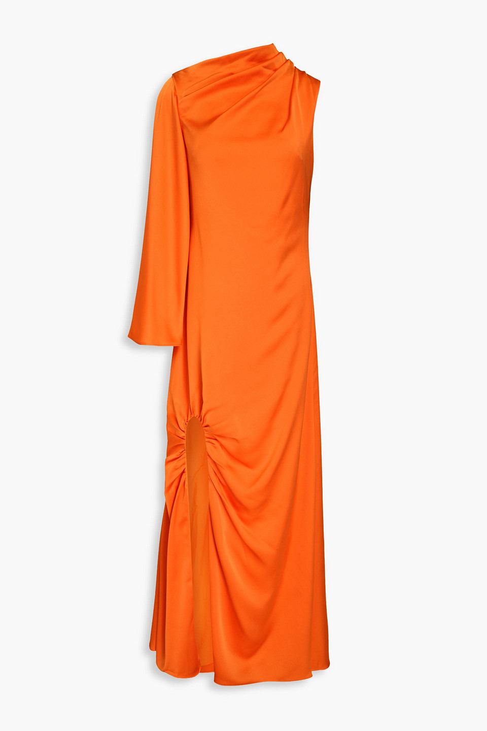 HALSTON KEIANA ONE-SHOULDER DRAPED CREPE-SATIN GOWN