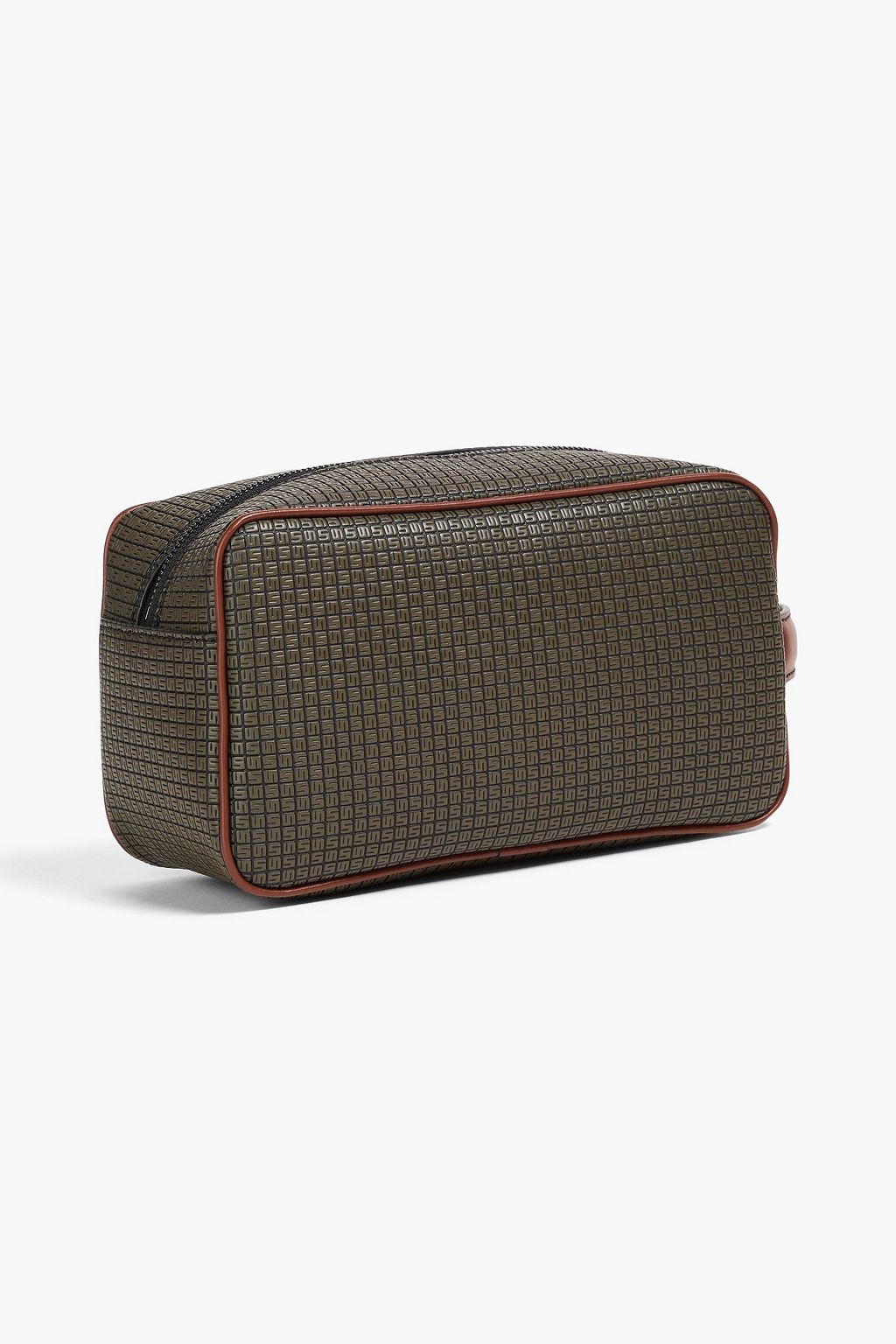 SERAPIAN Leather-trimmed embossed coated-canvas wash bag