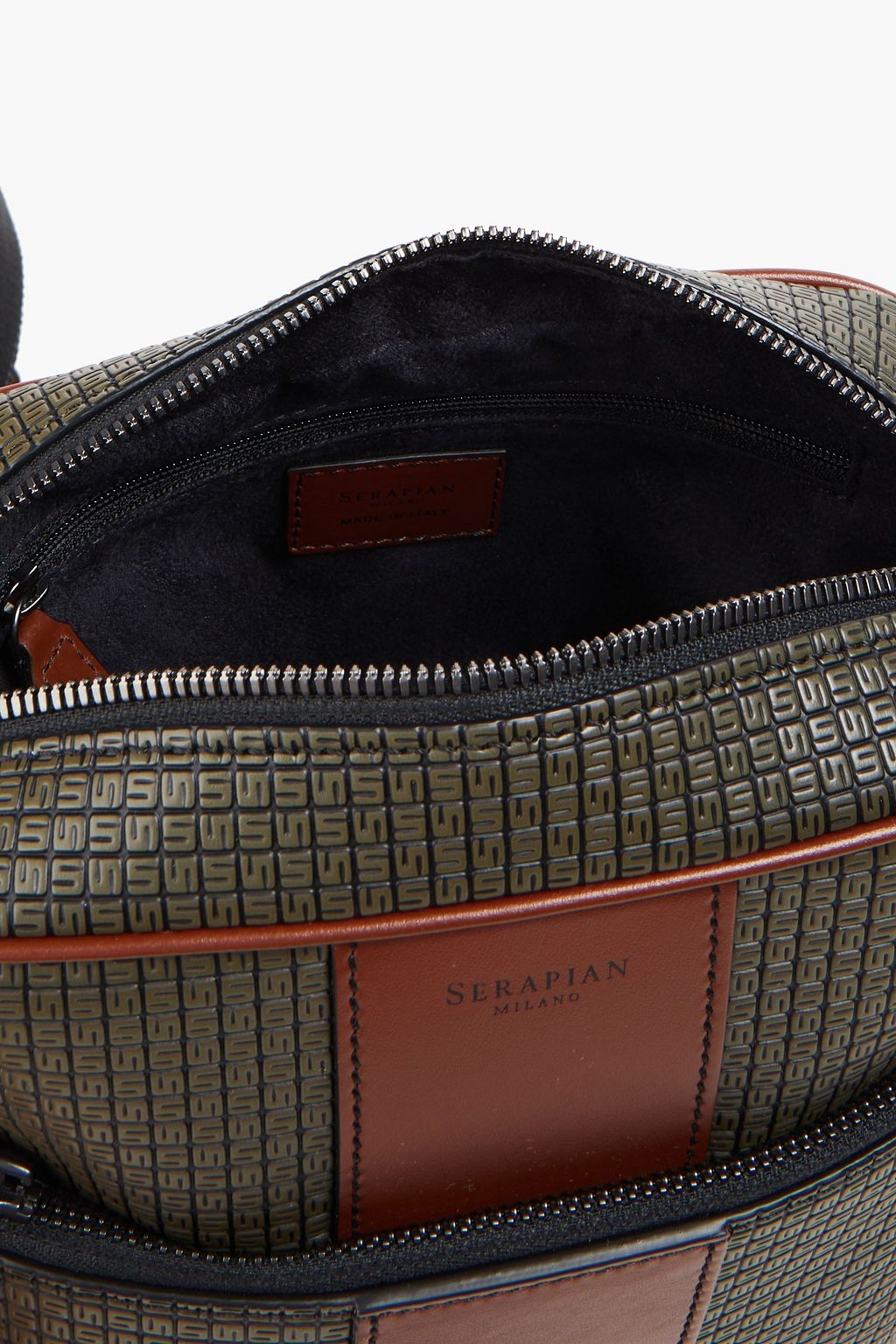 SERAPIAN North South embossed coated-canvas messenger bag