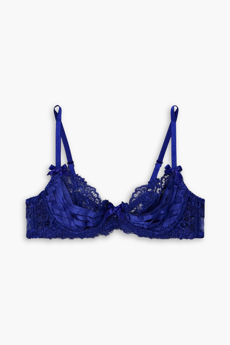 Dioni stretch-silk satin-trimmed embellished lace underwired bra