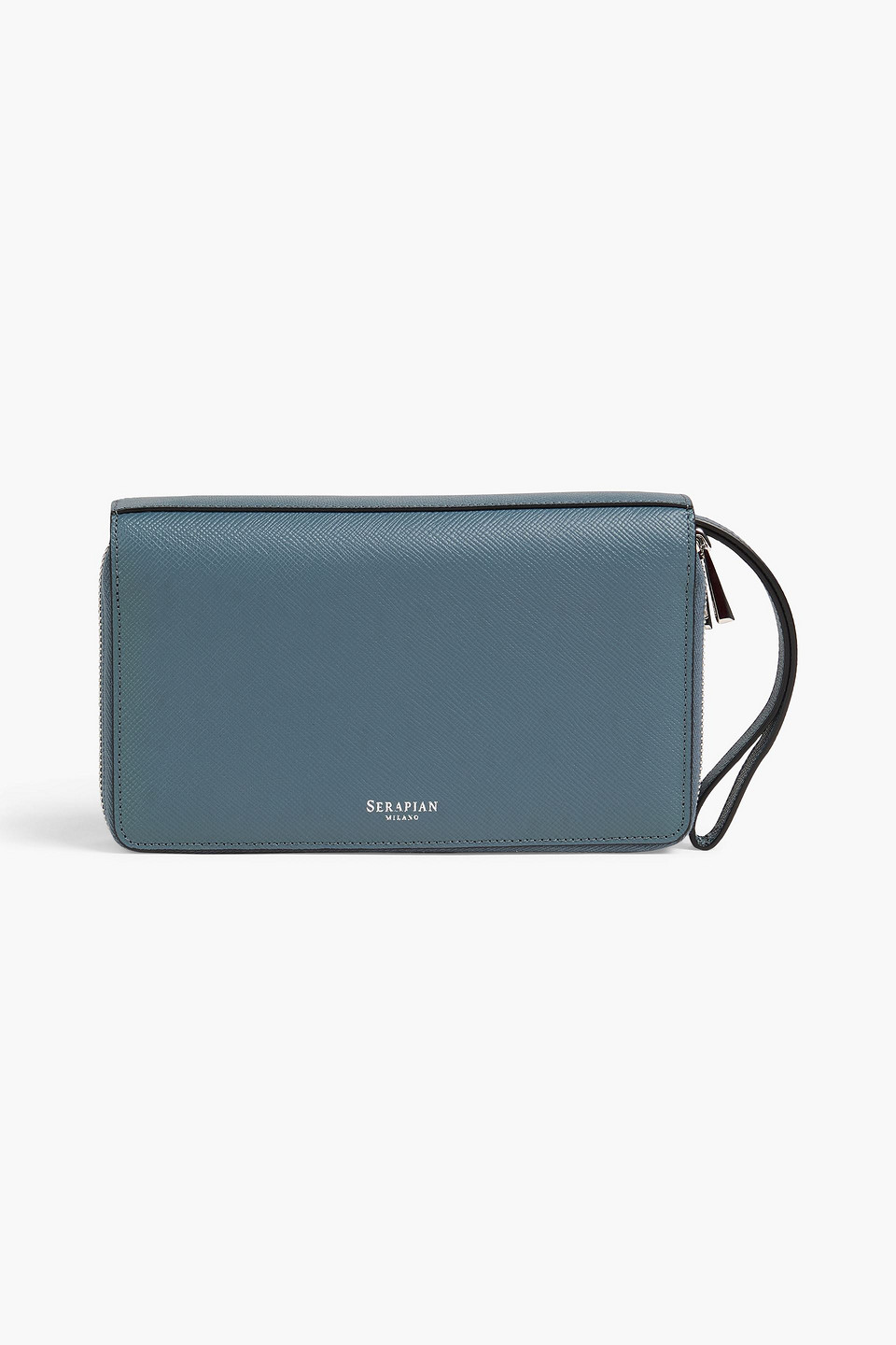 Serapian Textured-leather Travel Wallet In Slate Blue