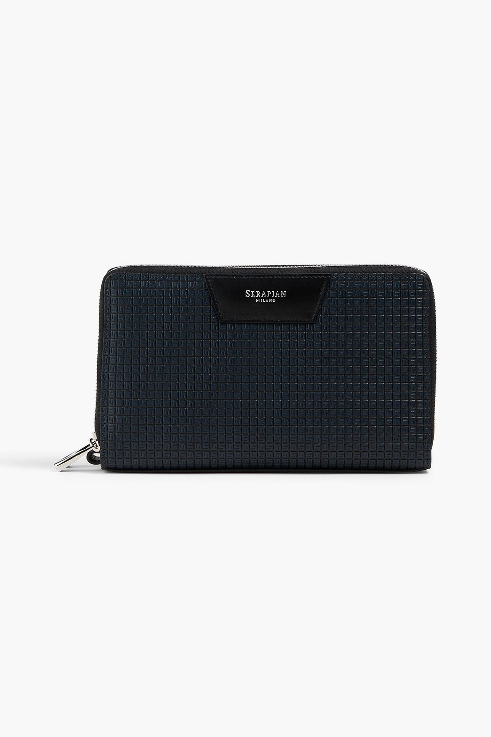 Serapian Embossed Coated-canvas Travel Wallet In Navy