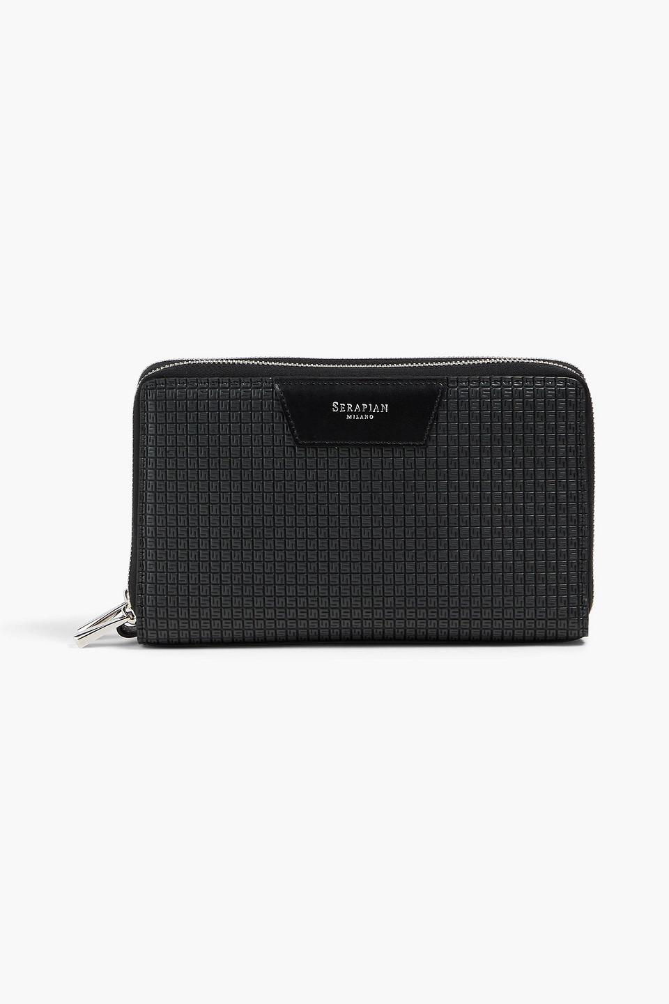 Serapian Embossed Coated-canvas Travel Wallet In Black