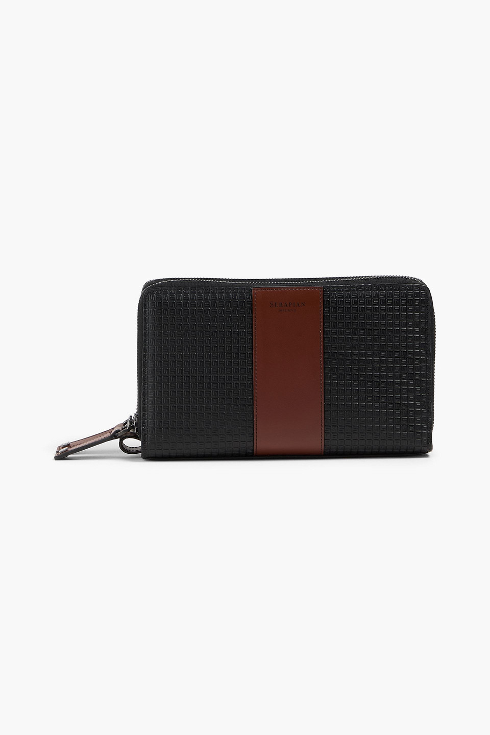 Serapian Embossed Coated-canvas Travel Wallet In Black