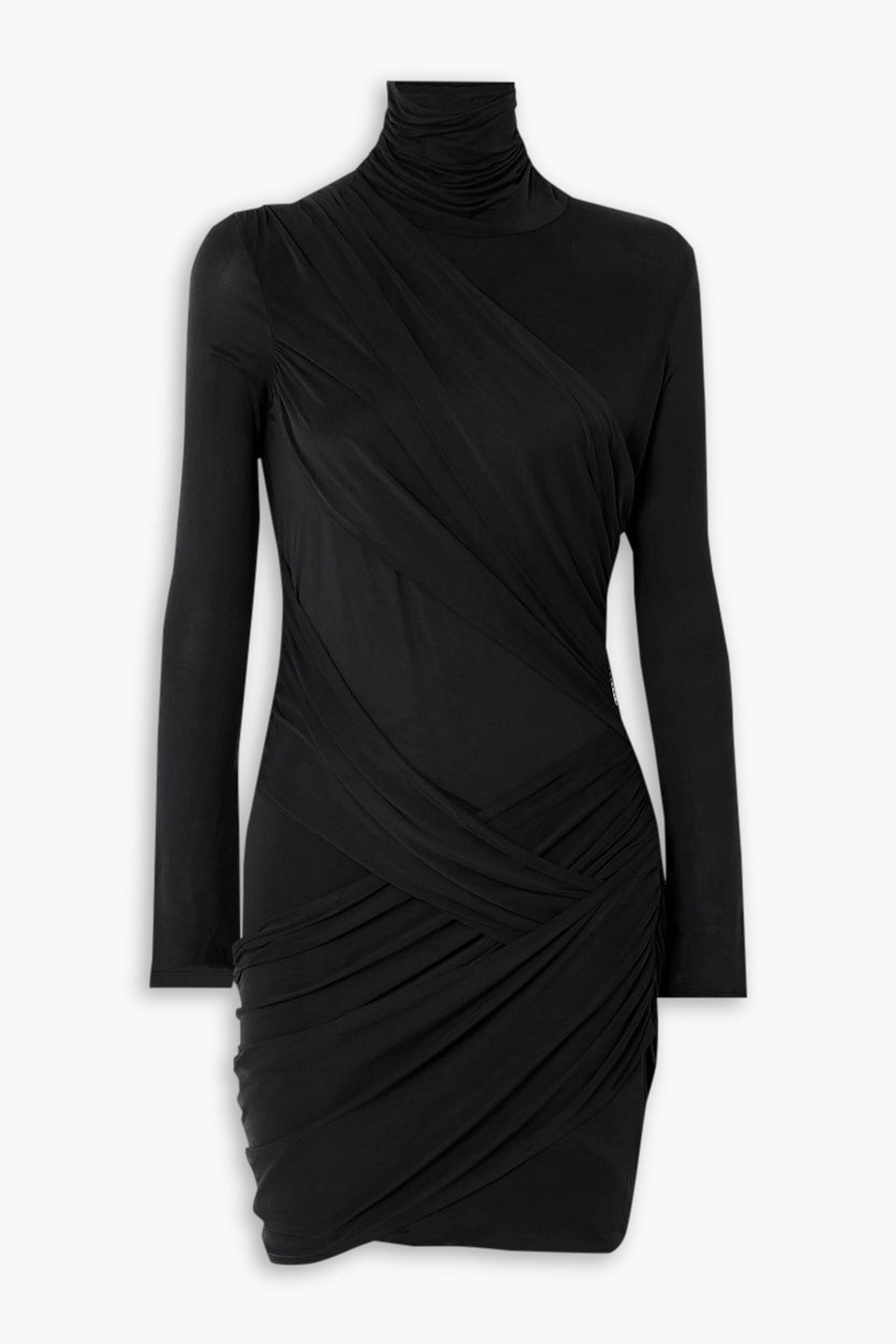 Gauge81 Kores Draped Stretch-jersey Turtleneck Mini Dress In Black