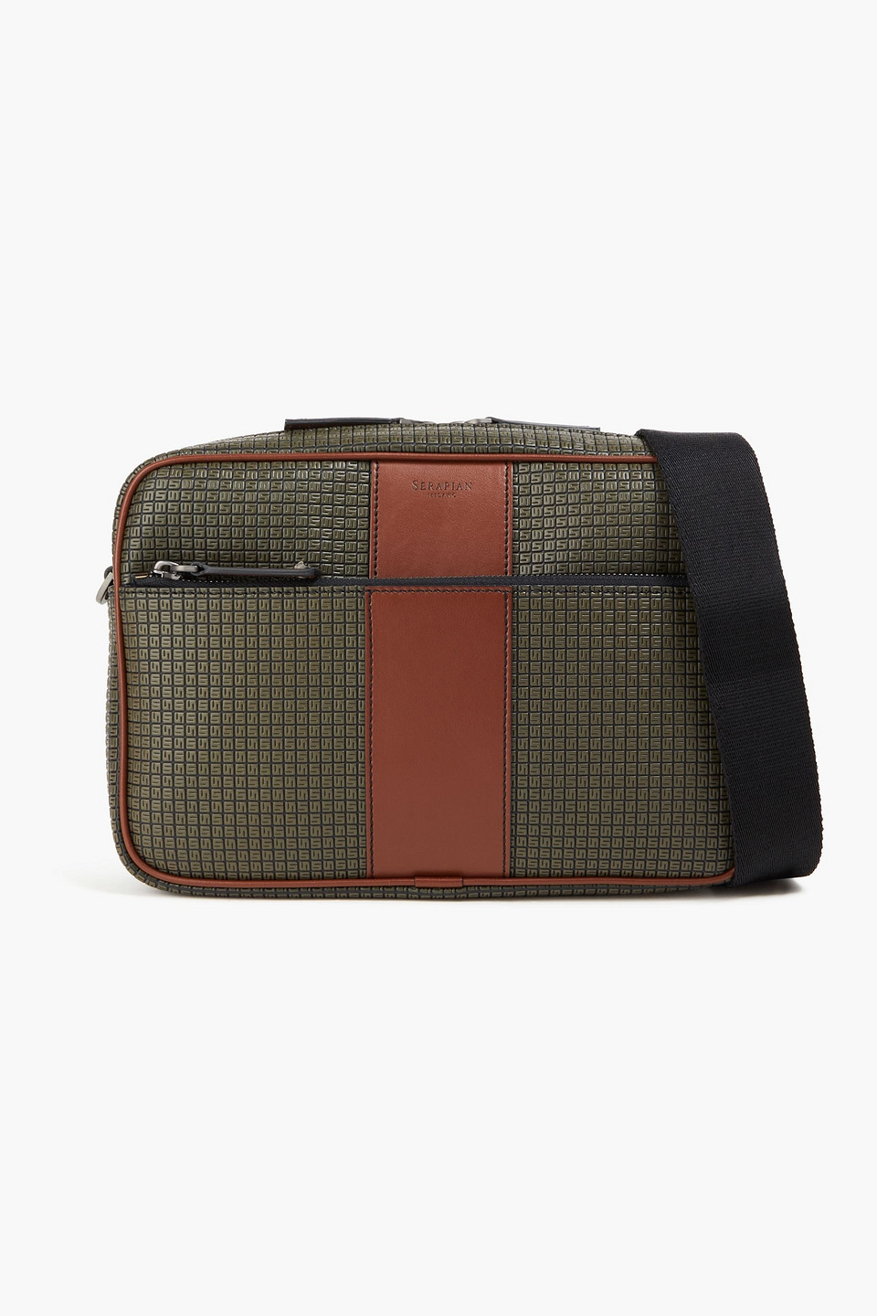 Serapian East West Embossed Coated-canvas Messenger Bag In Army Green