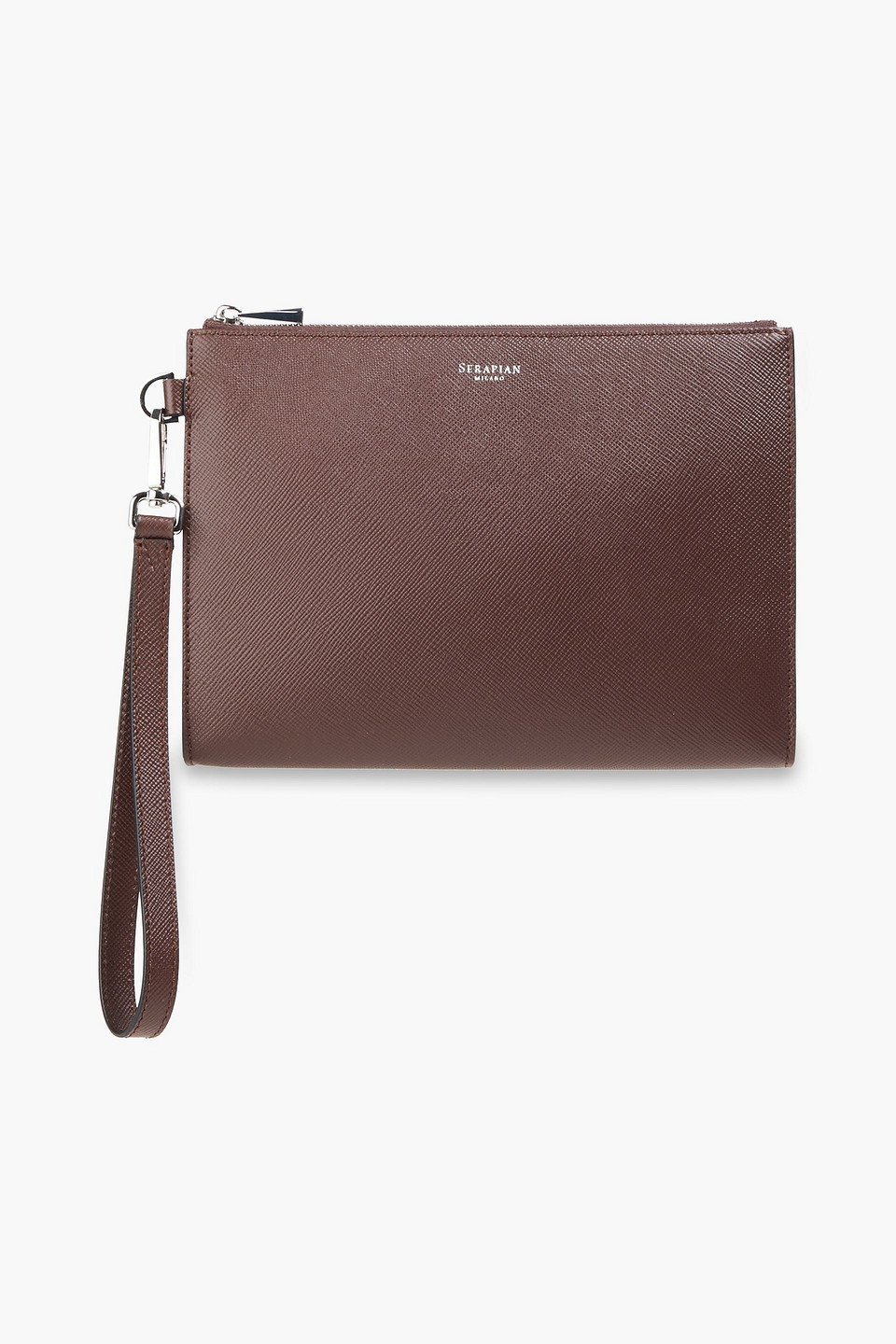 Serapian Textured-leather Pouch In Merlot