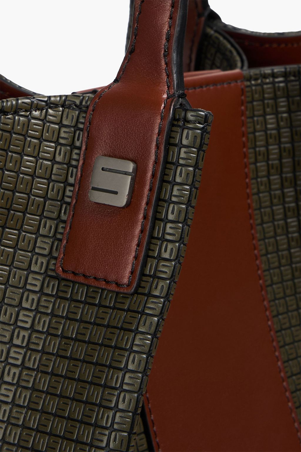 SERAPIAN Secret leather-trimmed embossed coated-canvas tote