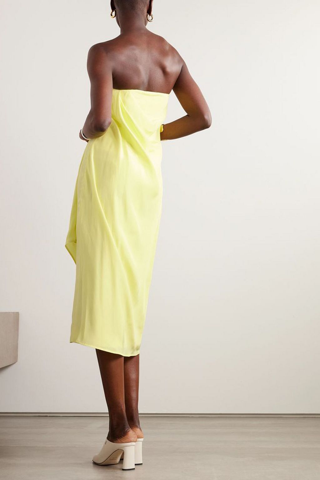 GAUGE81 Onna strapless draped silk-satin midi dress