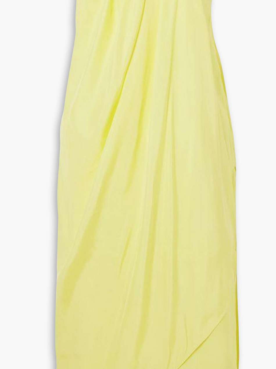 onna strapless draped silk-satin midi dress