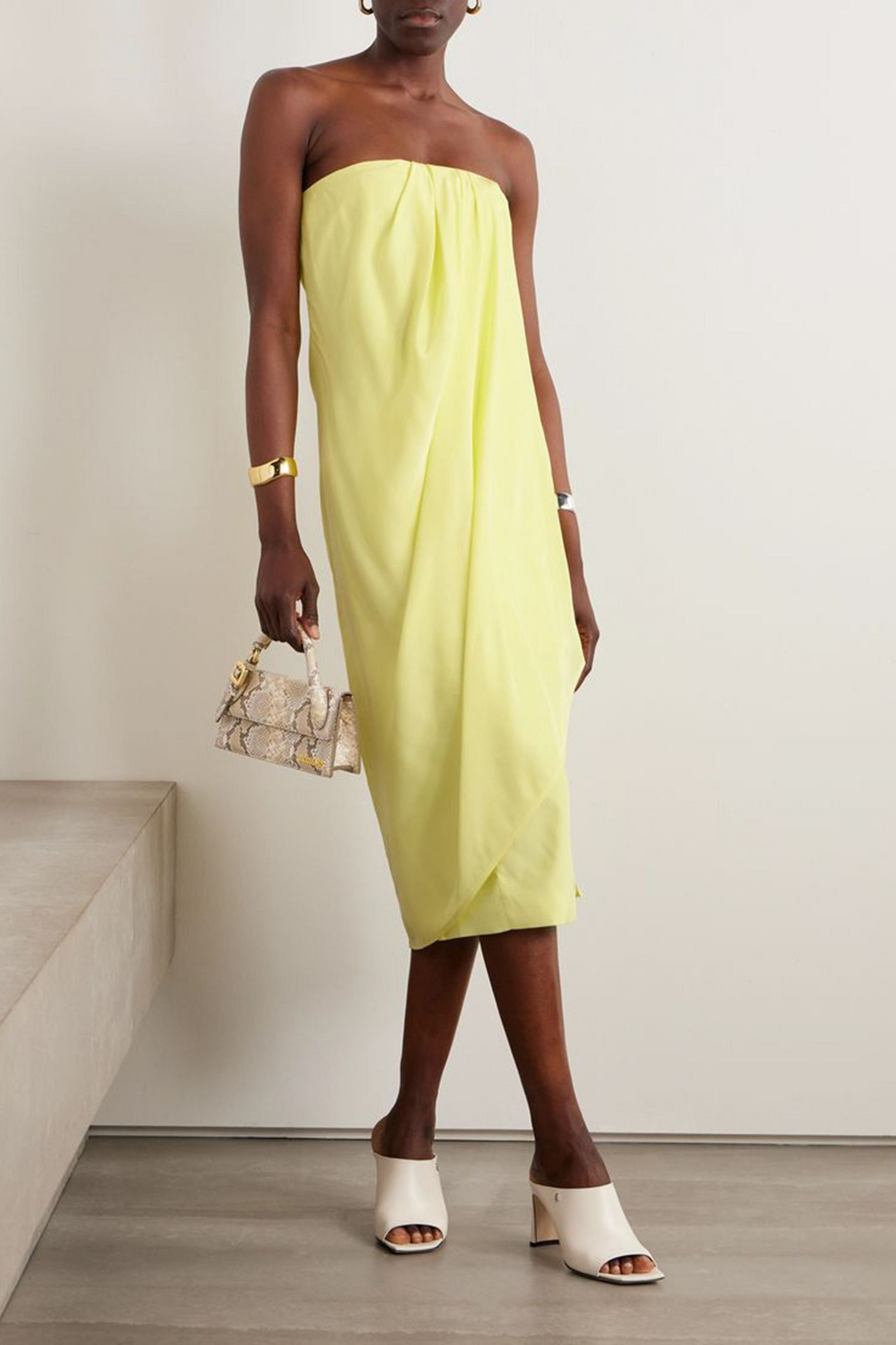 GAUGE81 Onna strapless draped silk-satin midi dress