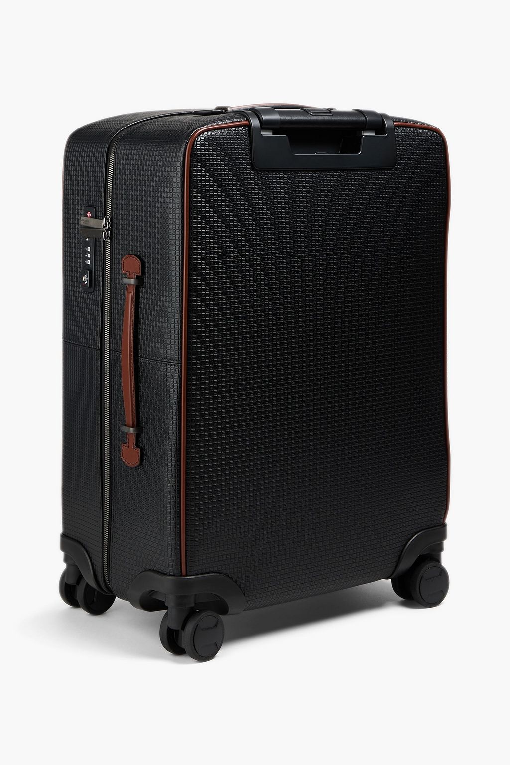 SERAPIAN Leather-trimmed embossed coated-canvas carry-on suitcase