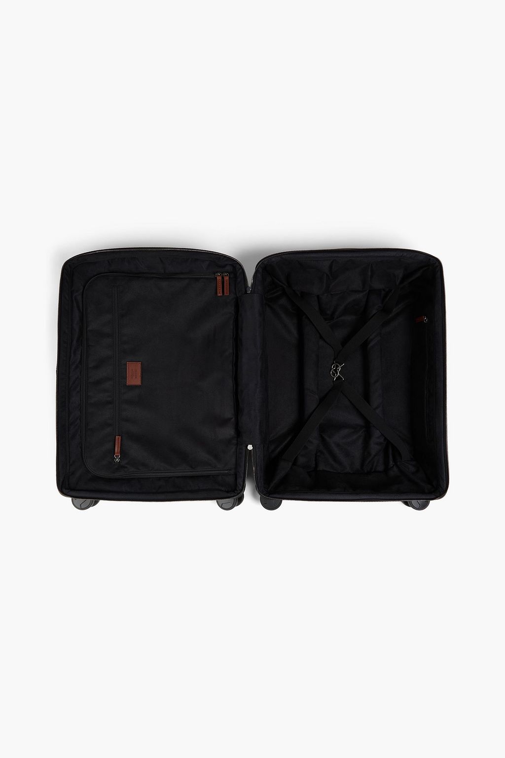 SERAPIAN Leather-trimmed embossed coated-canvas carry-on suitcase