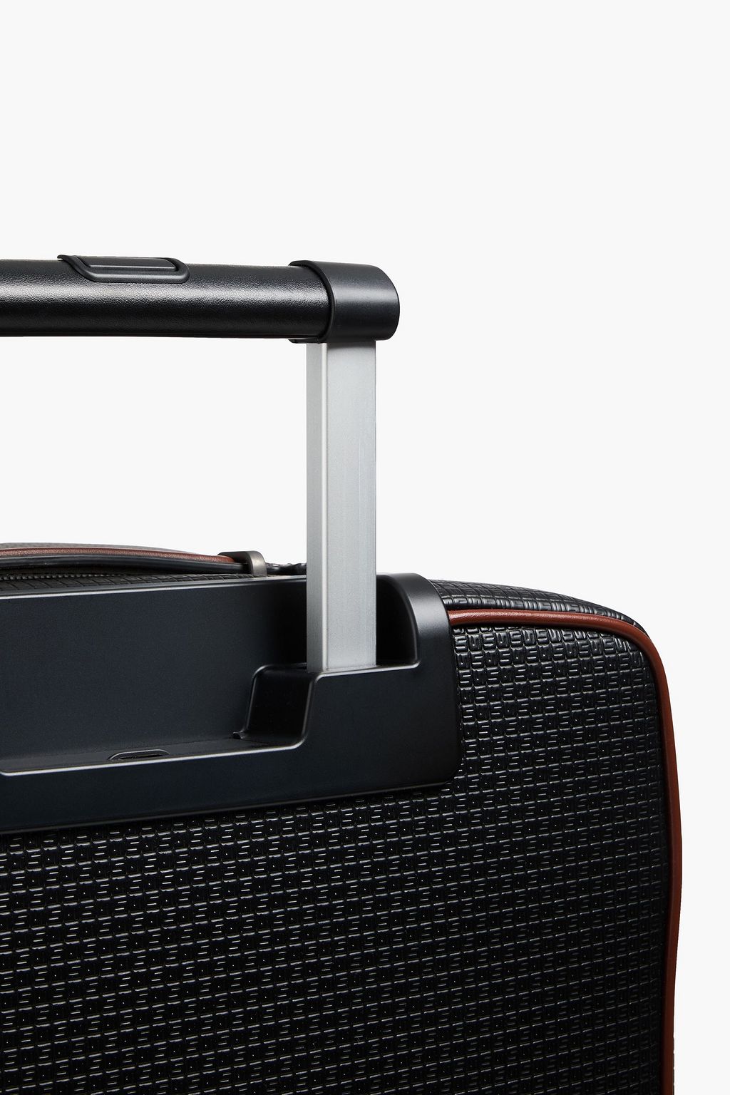 SERAPIAN Leather-trimmed embossed coated-canvas carry-on suitcase