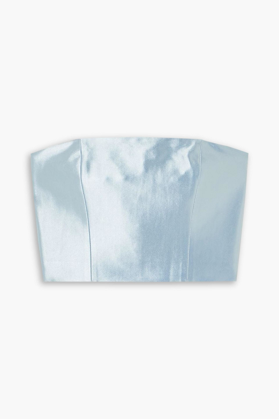 Rotate Birger Christensen Shiny Suiting Cropped Top In Sky Blue