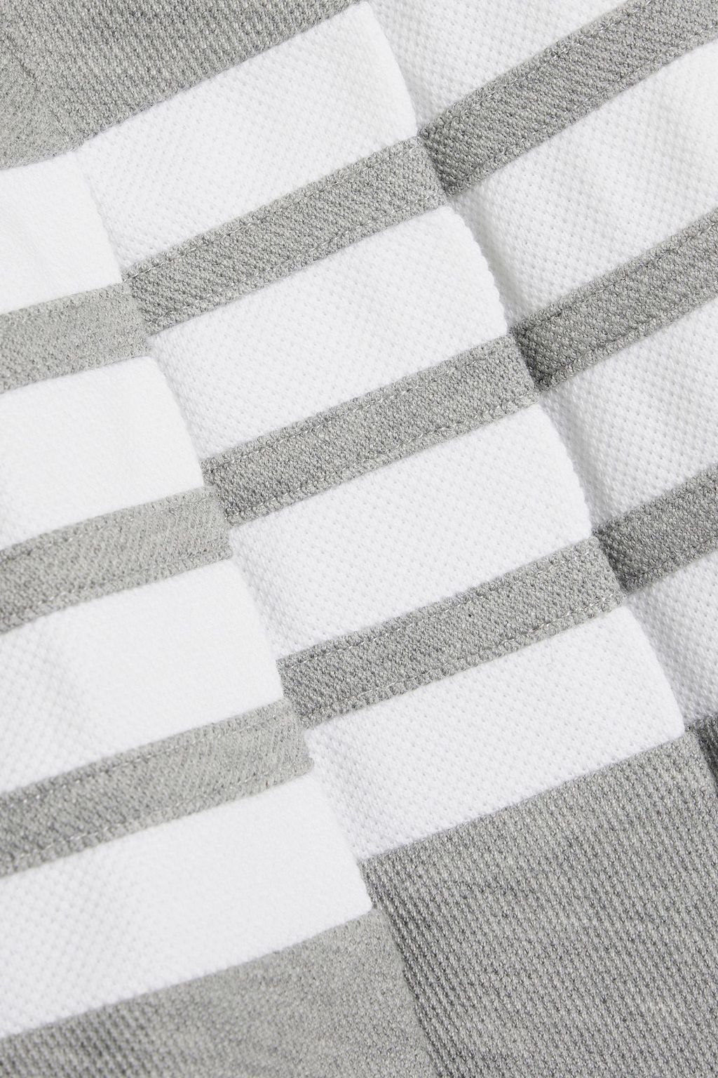 THOM BROWNE Striped pleated cotton-blend piqué skirt