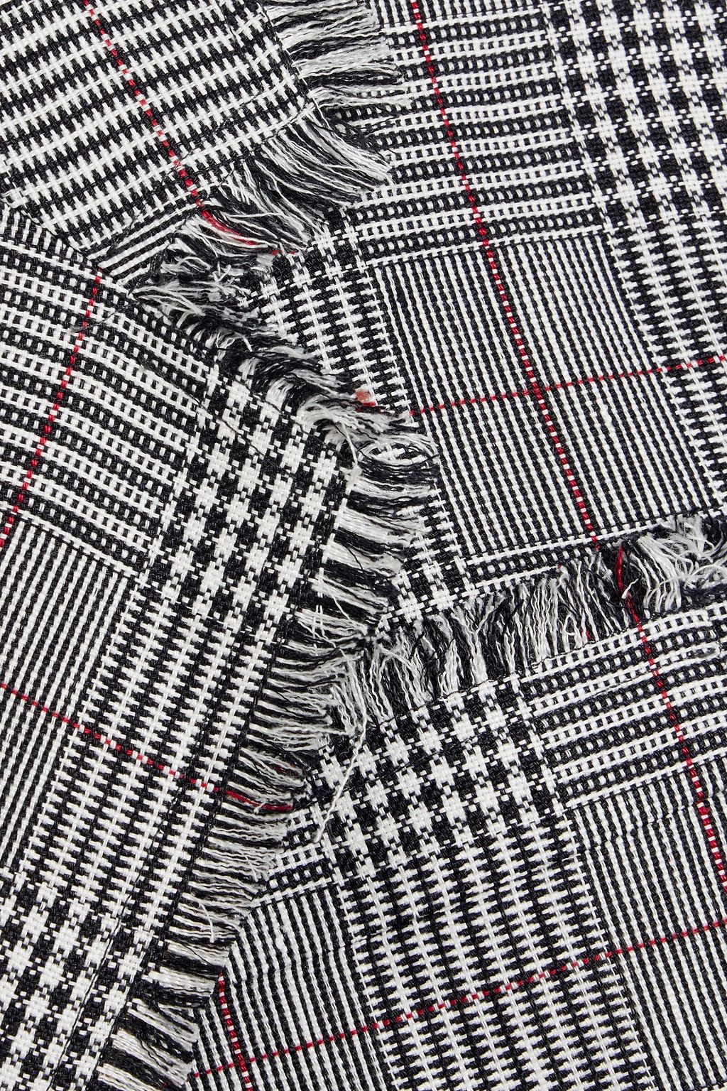 THOM BROWNE Frayed checked linen-tweed blazer