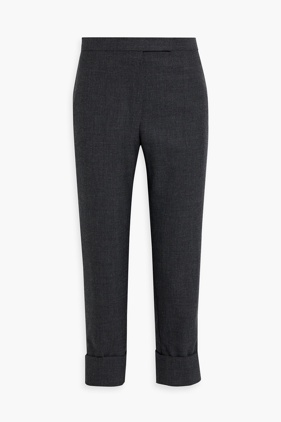 Thom Browne Cropped Wool Tapered Pants In Dark Gray
